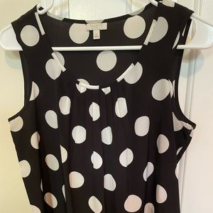 Talbots black and white polka dotted sleeveless blouse